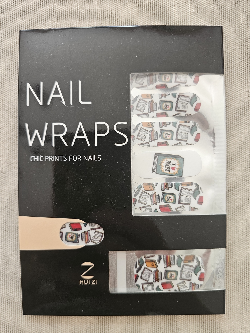 NWT Hui Zi Nail Wraps with Book Print